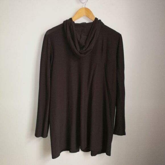 Eileen FISCHER Dark Chocolate LagenlookZipper Front Long Cardigan / Blazer Small - Picture 13 of 13